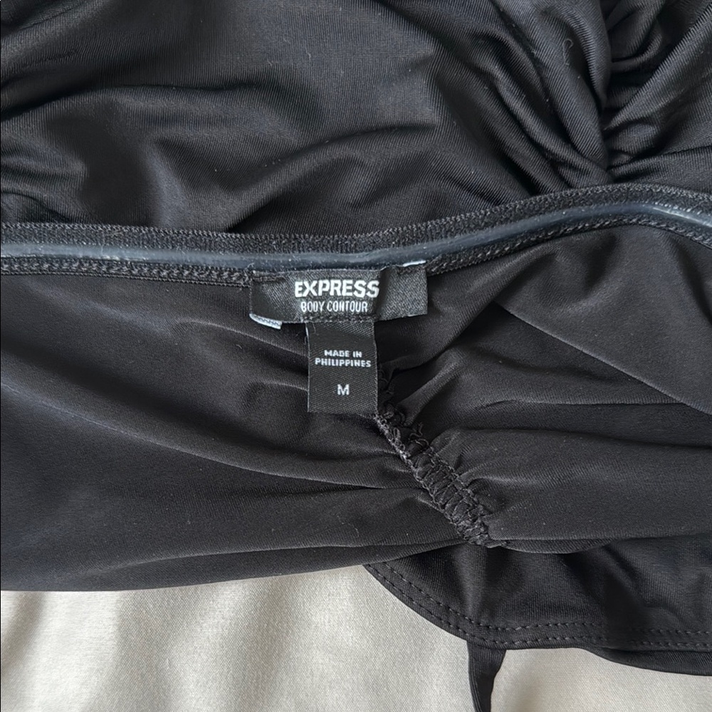 Express Black Ruched Bodysuit - Picture 3 of 3